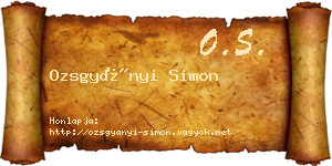 Ozsgyányi Simon névjegykártya